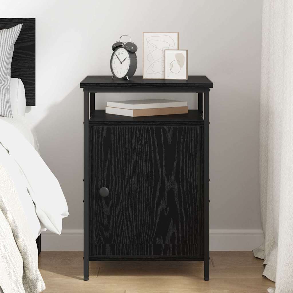 Bedside Cabinet Black Oak 40 x 42 x 60cm Engineered Wood