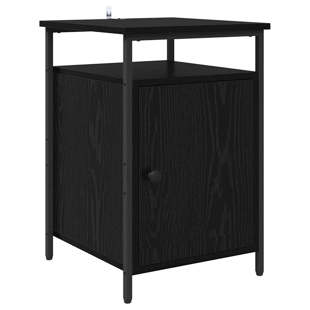 Bedside Cabinet Black Oak 40 x 42 x 60cm Engineered Wood