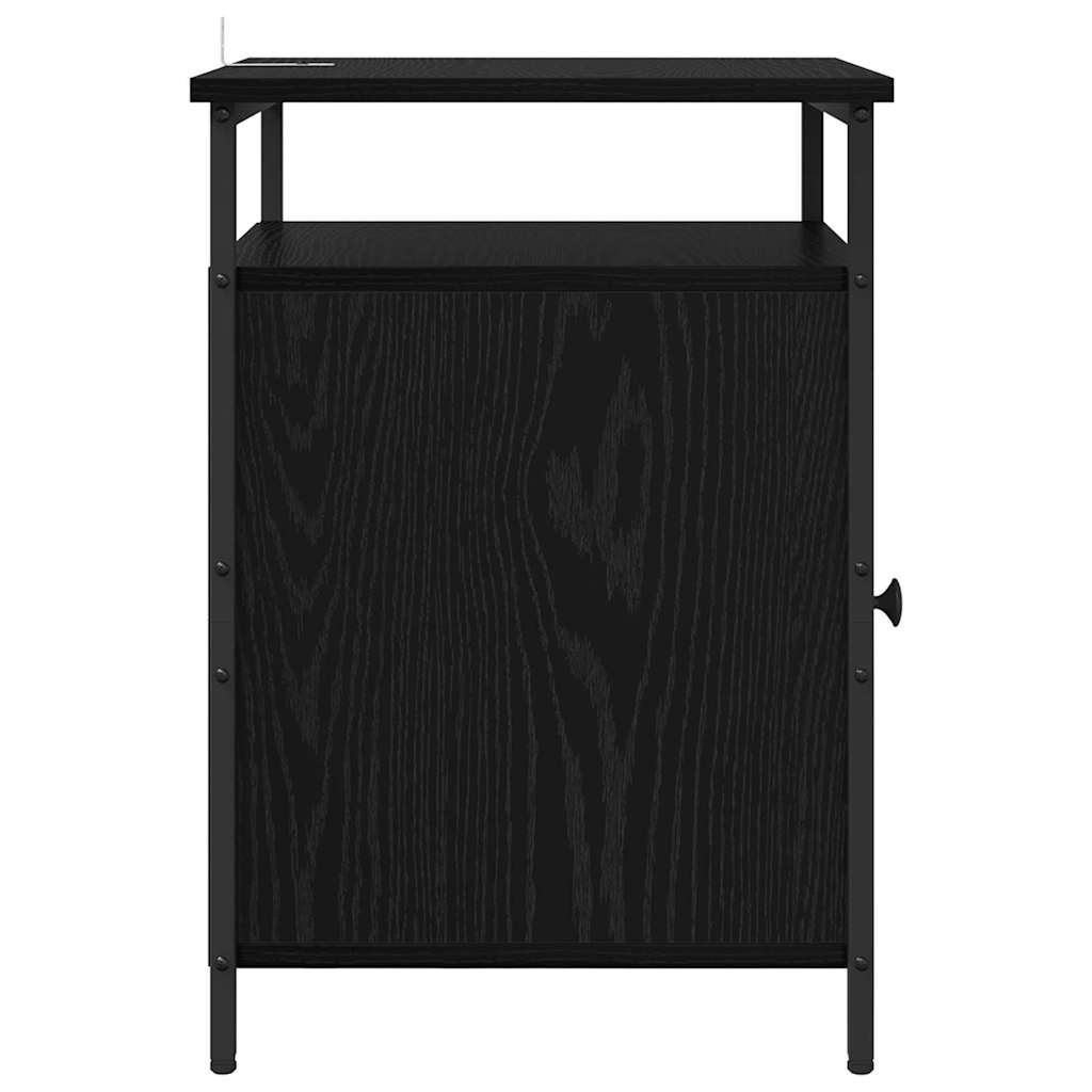 Bedside Cabinet Black Oak 40 x 42 x 60cm Engineered Wood