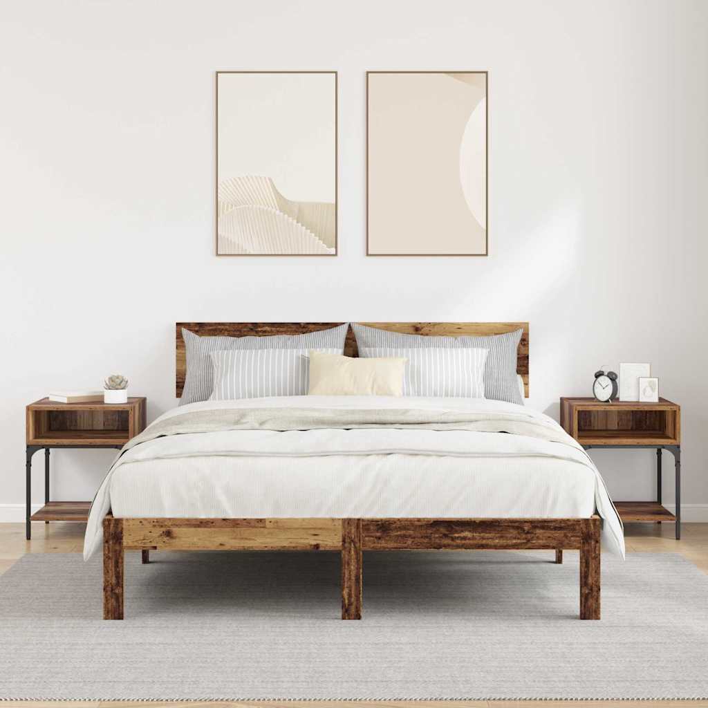 Bedside Table 2 pcs Old Wood 40 x 40 x 50 cm Engineered Wood