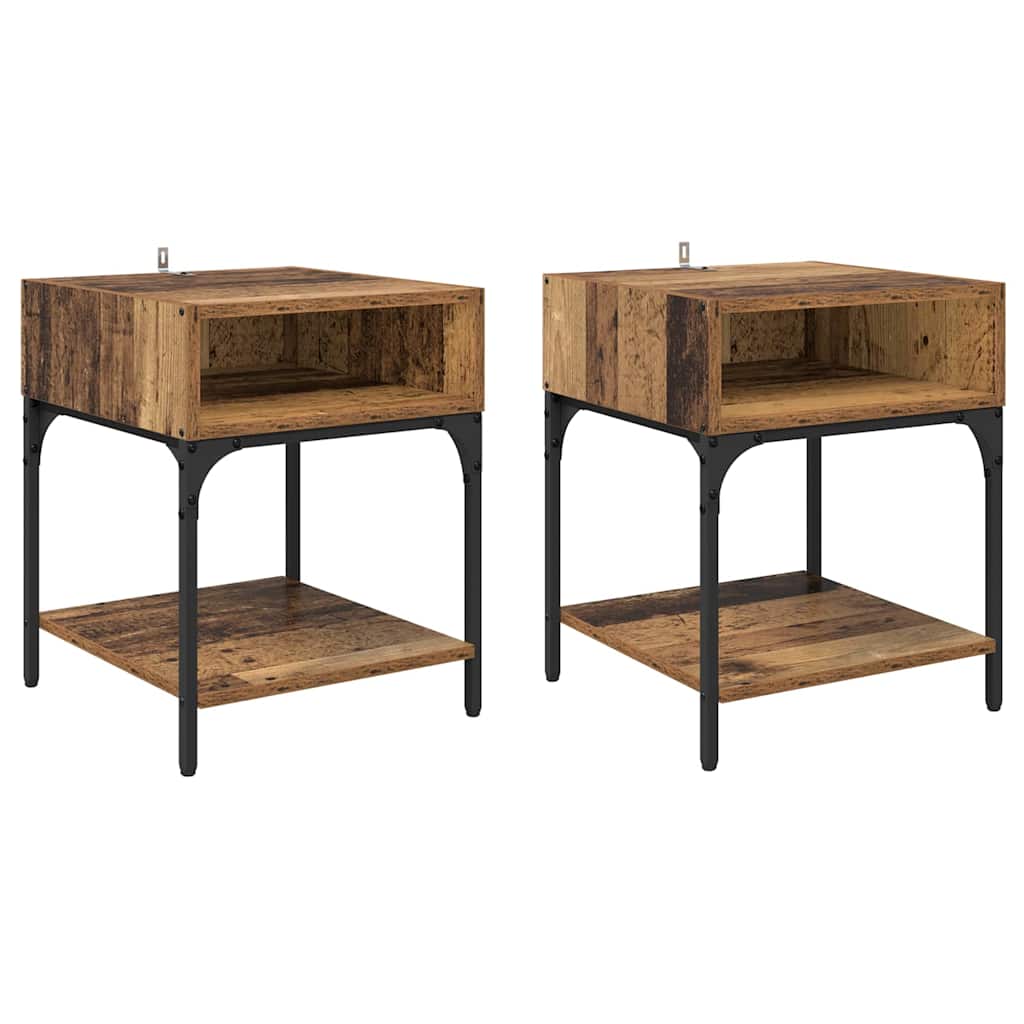 Bedside Table 2 pcs Old Wood 40 x 40 x 50 cm Engineered Wood