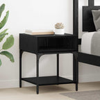 Bedside Table 2 pcs Black Oak 40 x 40 x 50 cm Engineered Wood