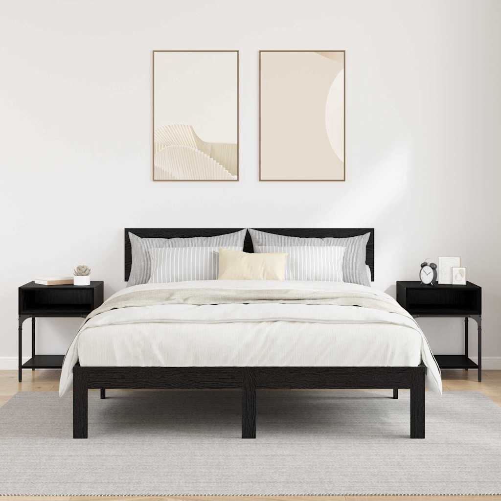 Bedside Table 2 pcs Black Oak 40 x 40 x 50 cm Engineered Wood