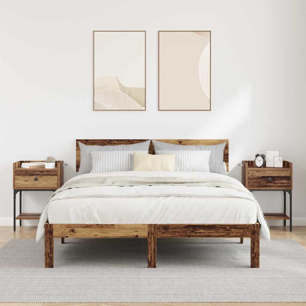 Bedside Table 2 pcs Old Wood 40 x 29 x 60 cm Engineered Wood