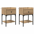 Bedside Table 2 pcs Artisan Oak 40 x 29 x 60 cm Engineered Wood