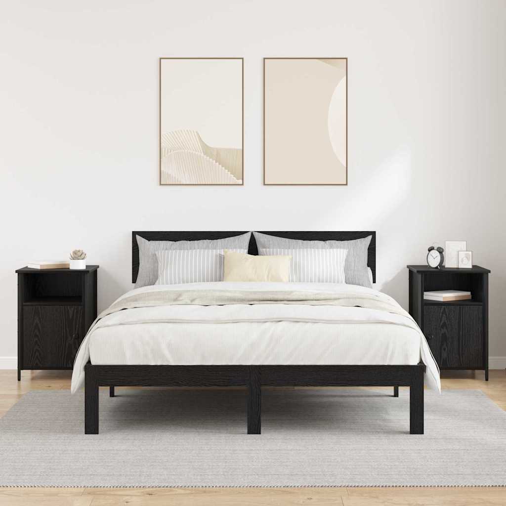 Bedside Cabinet 2 pcs Black Oak 40 x 42 x 60 cm Engineered Wood