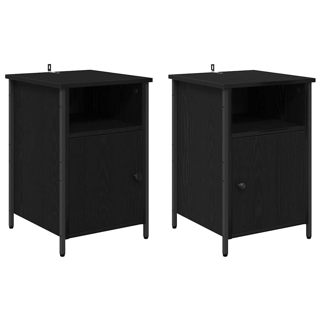 Bedside Cabinet 2 pcs Black Oak 40 x 42 x 60 cm Engineered Wood