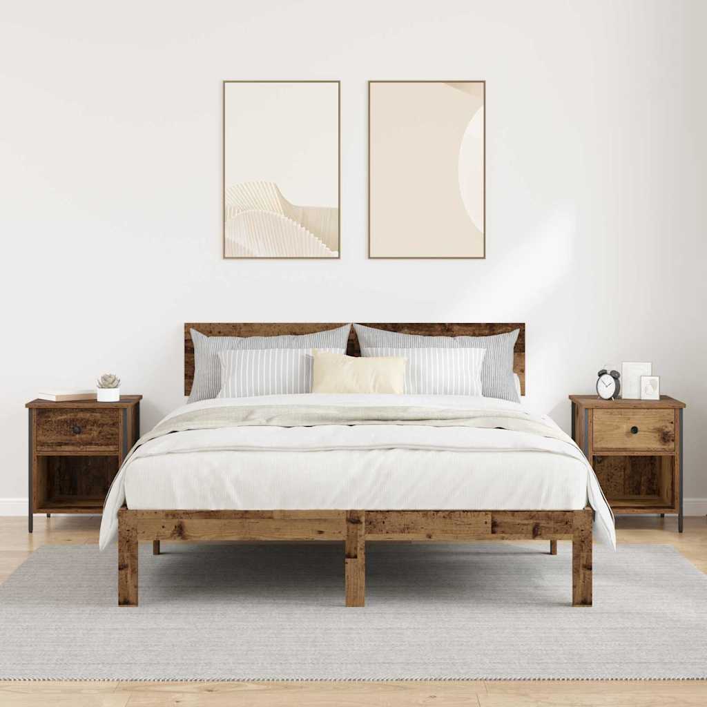 Bedside Cabinet 2 pcs Old Wood 40 x 42 x 50 cm Engineered Wood