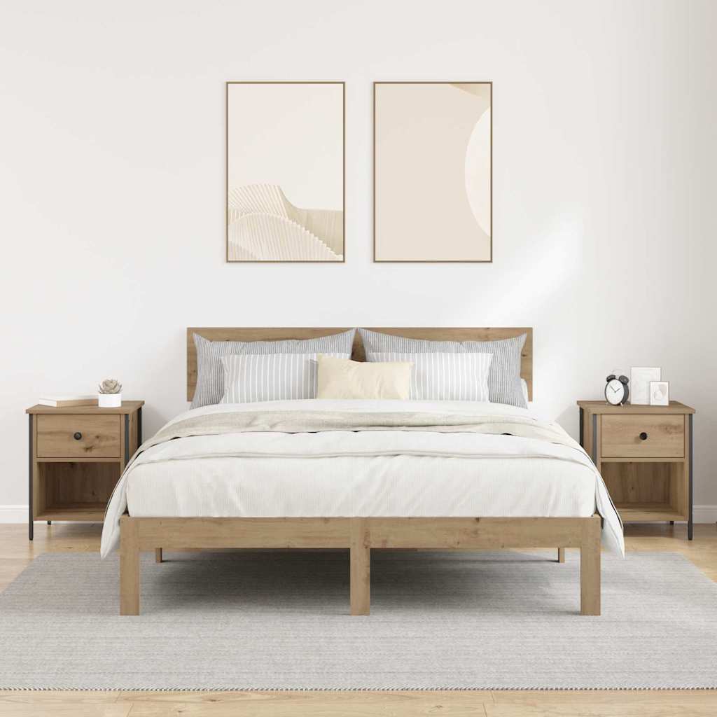 Bedside Cabinet with Drawer 2 pcs Artisan Oak 40 x 42 x 50 cm