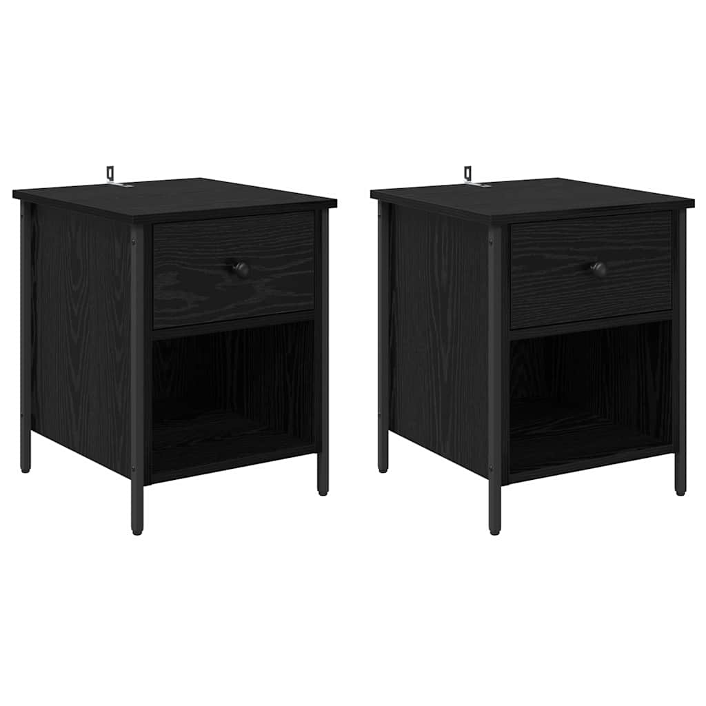 Bedside Cabinet 2 pcs Black Oak 40 x 42 x 50 cm Engineered Wood