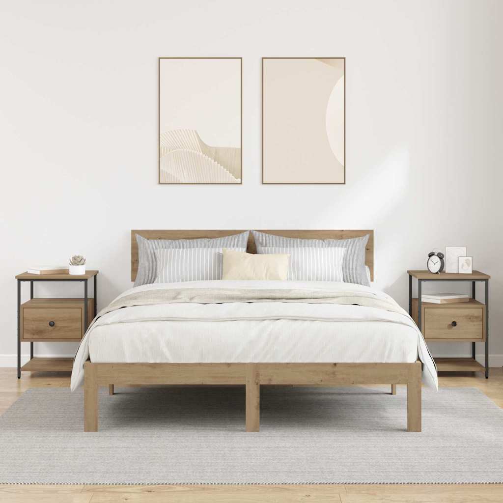 Bedside Cabinet with Drawer 2 pcs Artisan Oak 40 x 42 x 56 cm