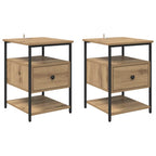 Bedside Cabinet with Drawer 2 pcs Artisan Oak 40 x 42 x 56 cm