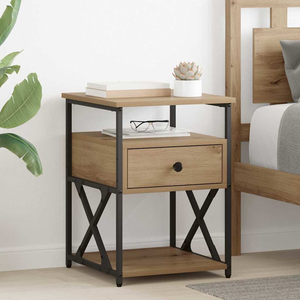 Bedside Cabinet with Drawer 2 pcs Artisan Oak 40 x 42 x 55 cm