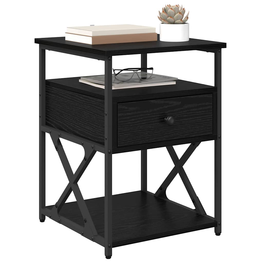 Bedside Cabinet Black Oak 40 x 42 x 55 cm Engineered Wood