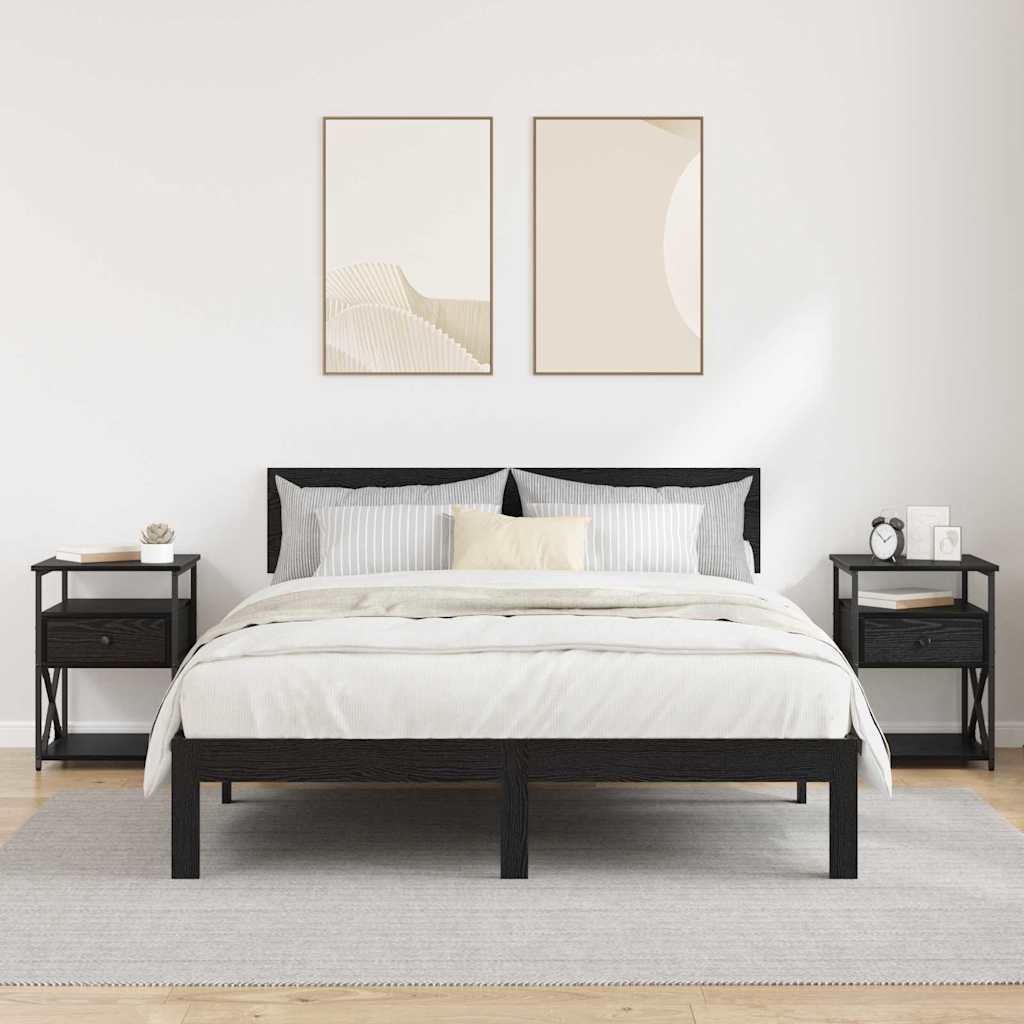 Bedside Cabinet 2 pcs Black Oak 40 x 42 x 55 cm Engineered Wood