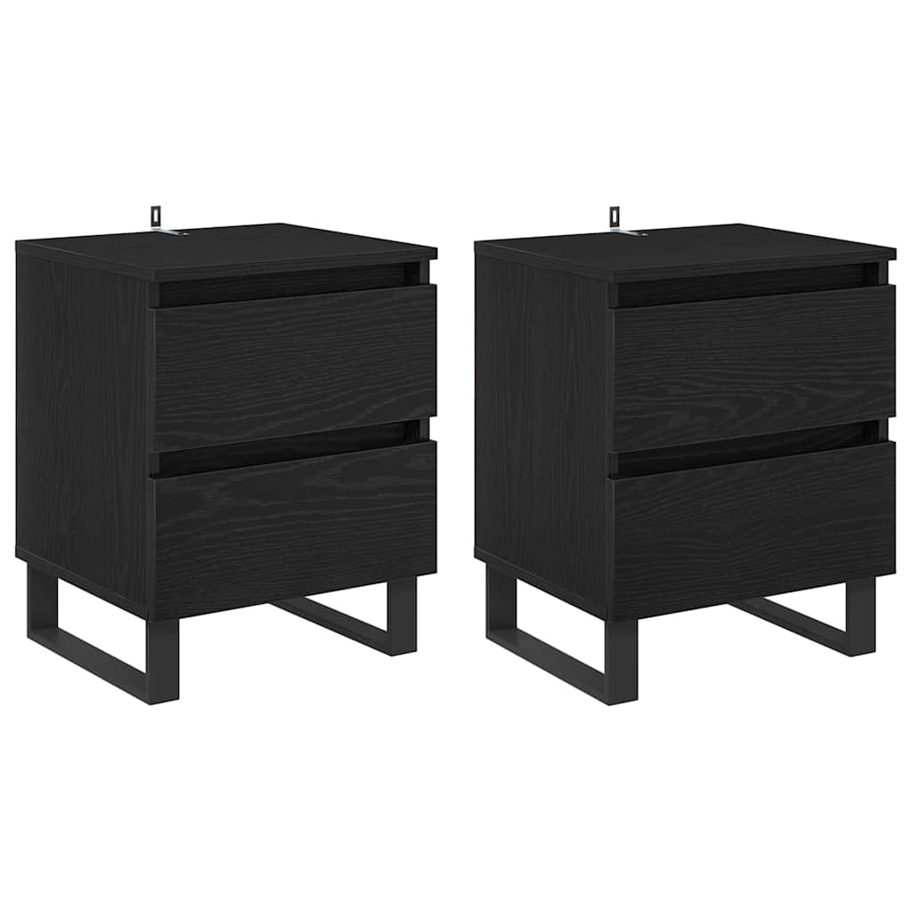 Bedside Cabinet 2 pcs Black Oak 40 x 35 x 50 cm Engineered Wood