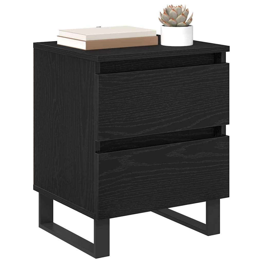 Bedside Cabinet 2 pcs Black Oak 40 x 35 x 50 cm Engineered Wood