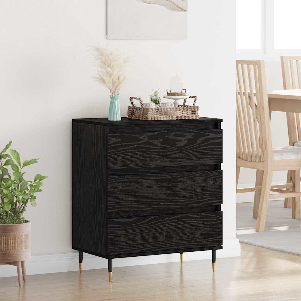 Sideboard with Drawer Black Oak 60 x 35 x 70 cm Engineered Wood