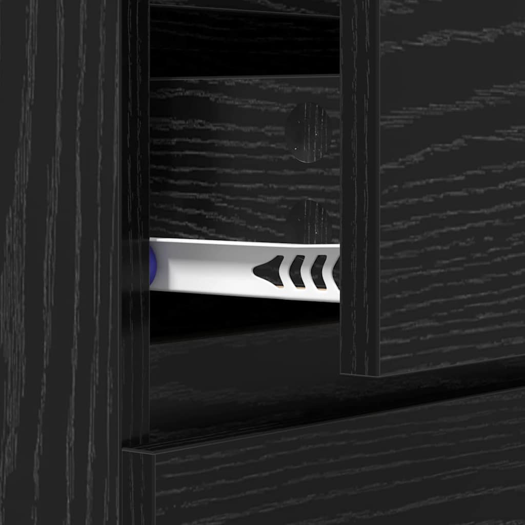 Sideboard with Drawer Black Oak 60 x 35 x 70 cm Engineered Wood