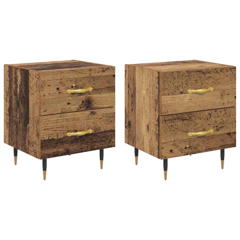 Bedside Cabinet with Drawer 2 pcs Old Wood 40 x 35 x 47.5 cm