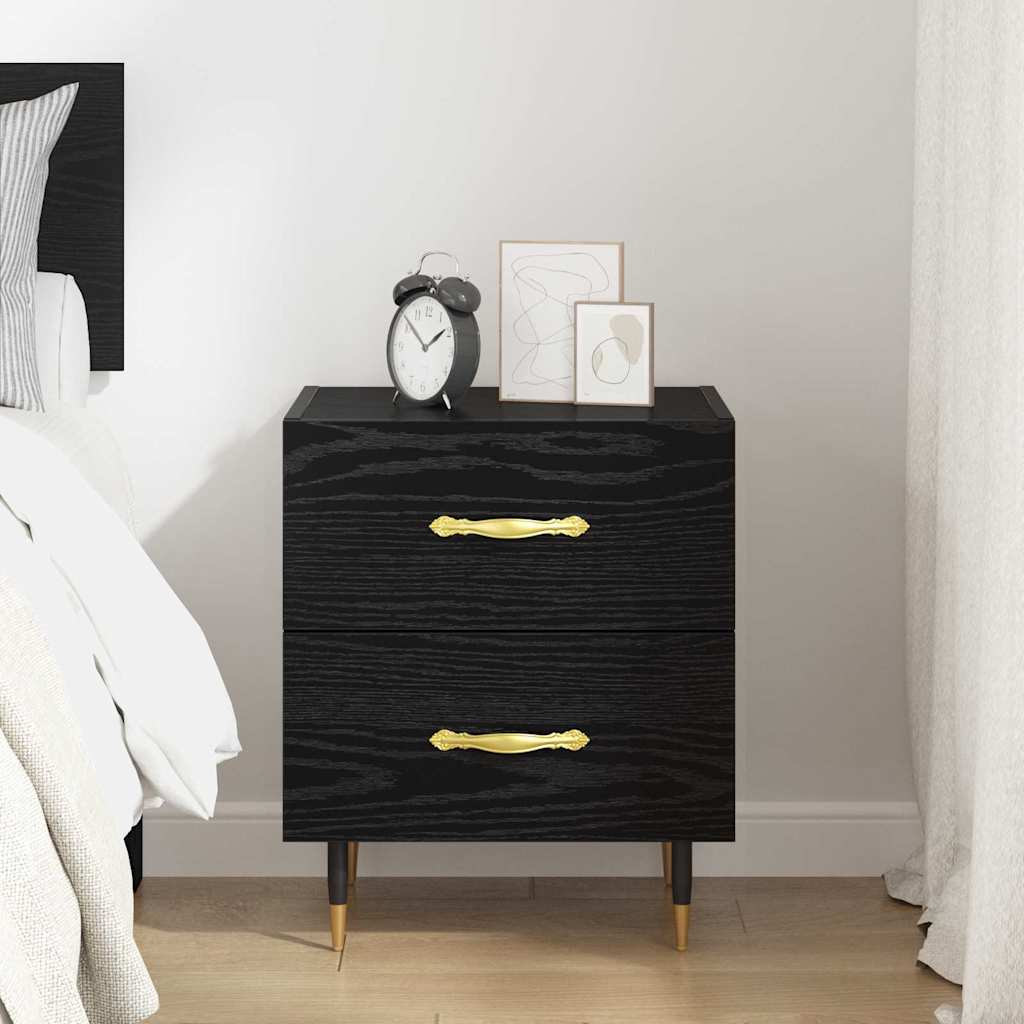Bedside Cabinet Black Oak 40 x 35 x 47.5 cm Engineered Wood