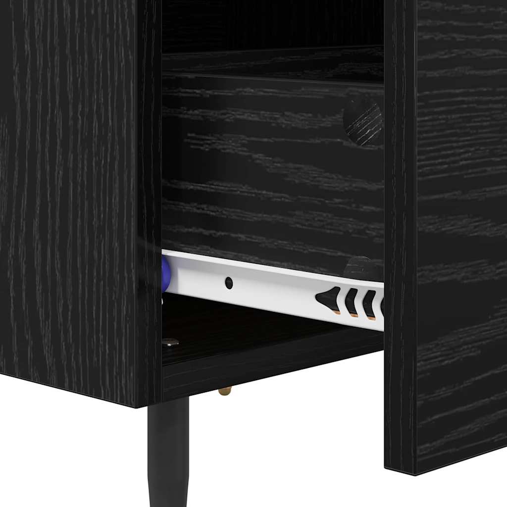 Bedside Cabinet with Drawer 2 pcs Black Oak 40 x 35 x 47.5 cm