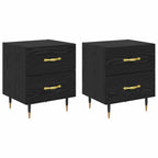 Bedside Cabinet with Drawer 2 pcs Black Oak 40 x 35 x 47.5 cm
