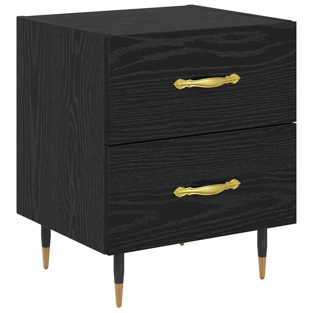 Bedside Cabinet with Drawer 2 pcs Black Oak 40 x 35 x 47.5 cm
