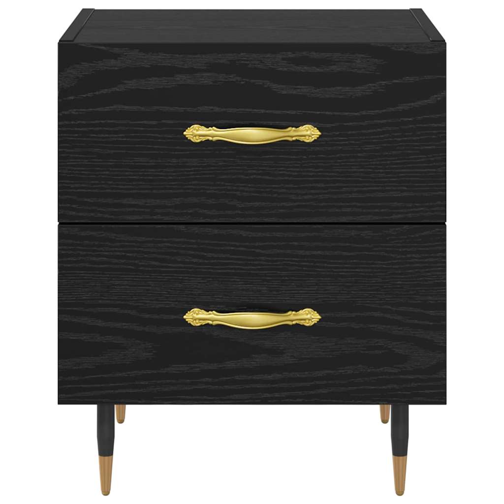 Bedside Cabinet with Drawer 2 pcs Black Oak 40 x 35 x 47.5 cm
