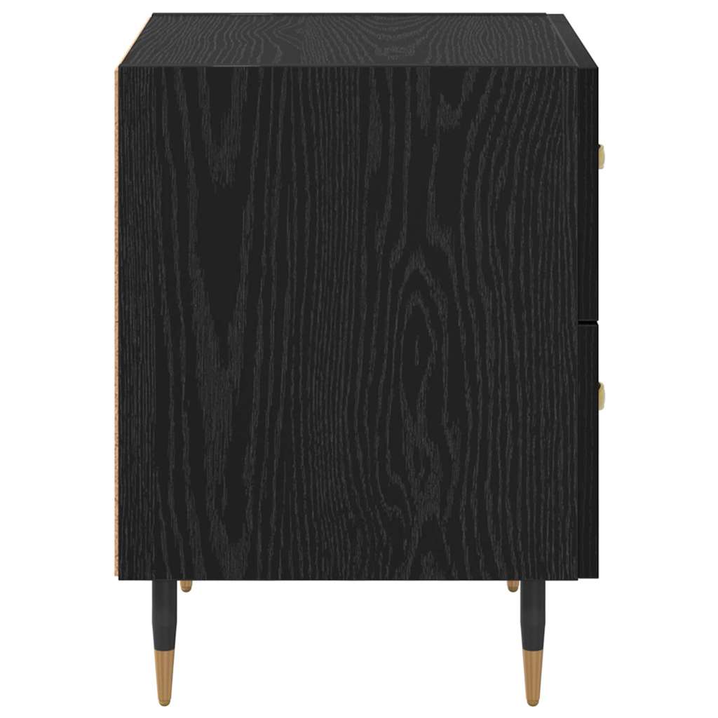 Bedside Cabinet with Drawer 2 pcs Black Oak 40 x 35 x 47.5 cm
