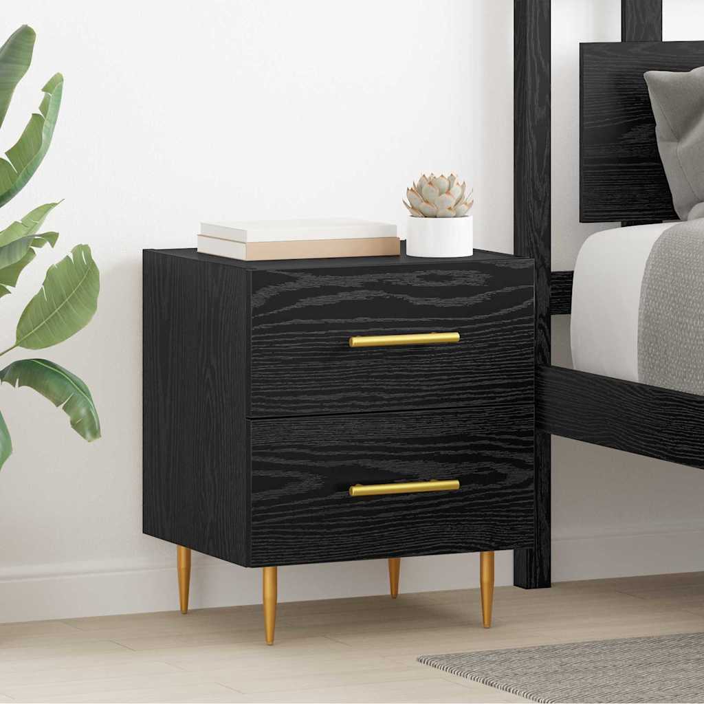 Bedside Cabinet with Drawer 2 pcs Black Oak 40 x 35 x 47.5 cm
