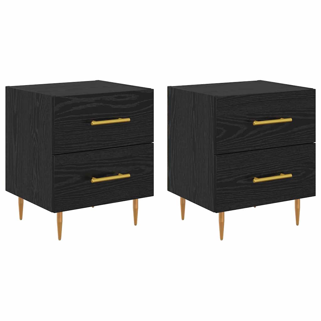 Bedside Cabinet with Drawer 2 pcs Black Oak 40 x 35 x 47.5 cm