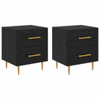 Bedside Cabinet with Drawer 2 pcs Black Oak 40 x 35 x 47.5 cm