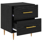 Bedside Cabinet with Drawer 2 pcs Black Oak 40 x 35 x 47.5 cm