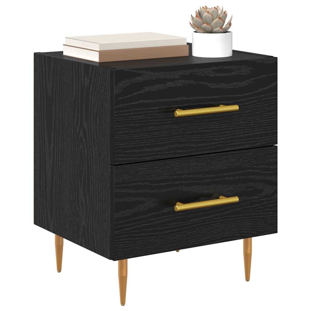 Bedside Cabinet with Drawer 2 pcs Black Oak 40 x 35 x 47.5 cm