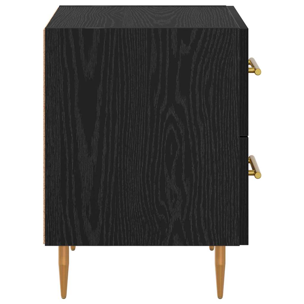 Bedside Cabinet with Drawer 2 pcs Black Oak 40 x 35 x 47.5 cm