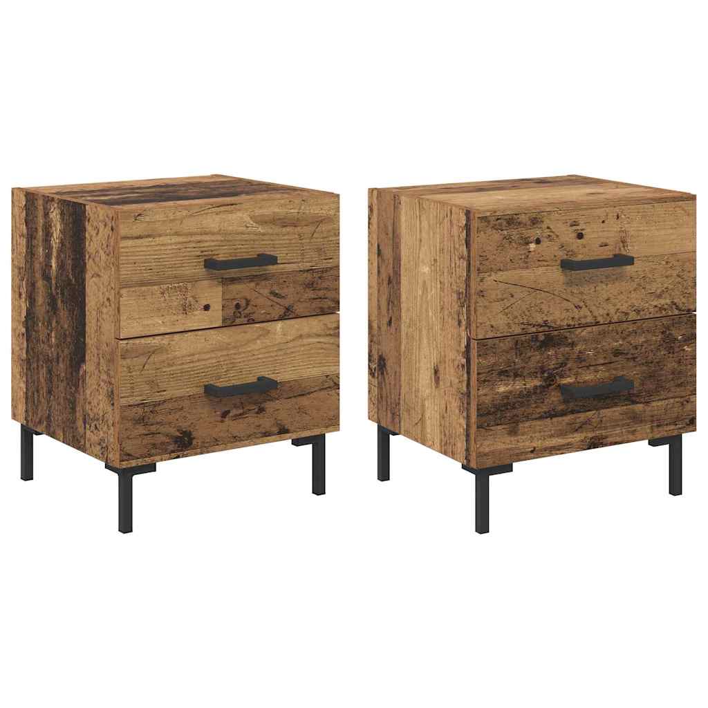 Bedside Cabinet with Drawer 2 pcs Old Wood 40 x 35 x 47.5 cm