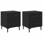 Bedside Cabinet with Drawer 2 pcs Black Oak 40 x 35 x 47.5 cm