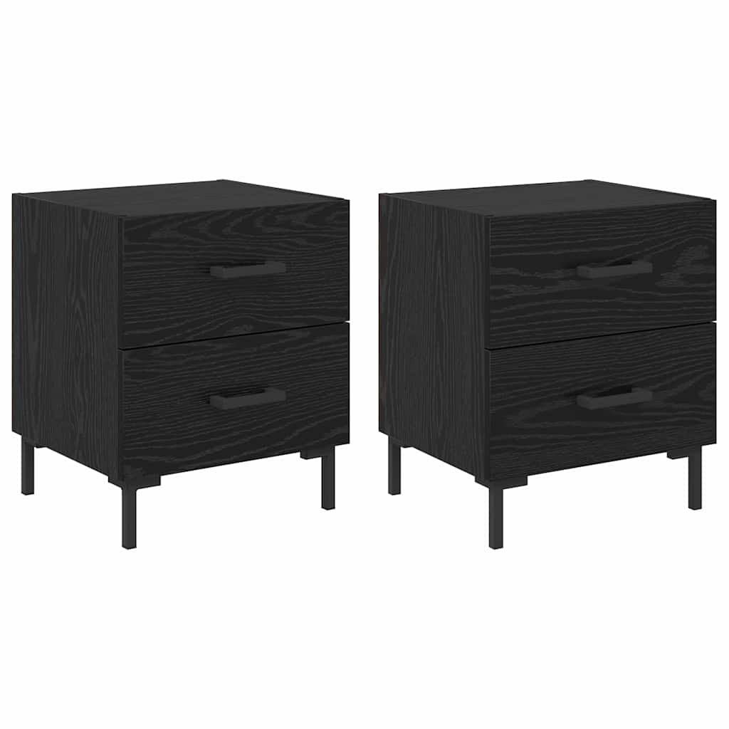 Bedside Cabinet with Drawer 2 pcs Black Oak 40 x 35 x 47.5 cm