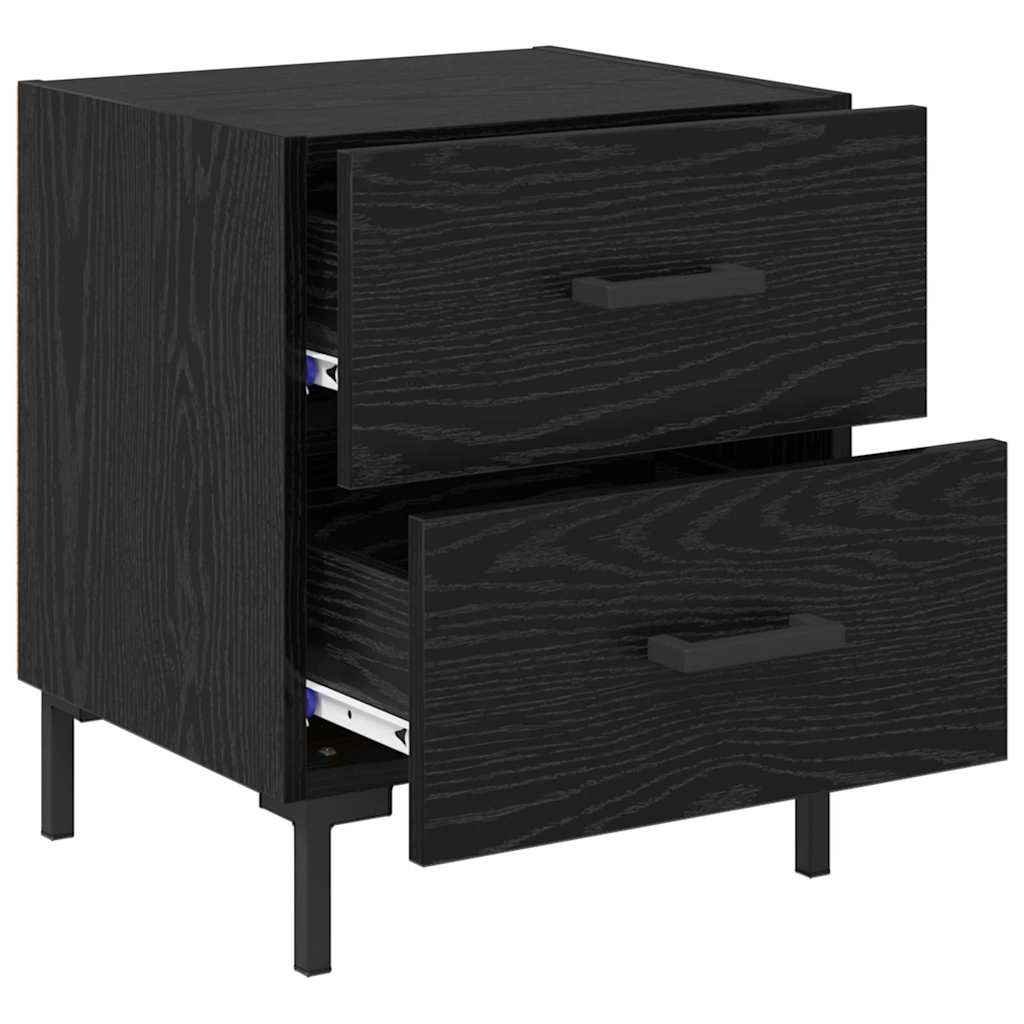 Bedside Cabinet with Drawer 2 pcs Black Oak 40 x 35 x 47.5 cm