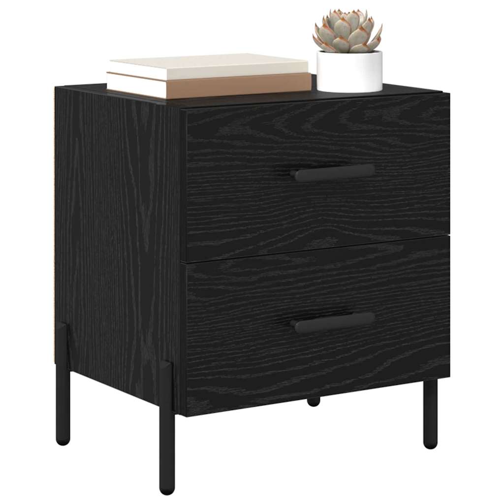 Bedside Cabinet Black Oak 40 x 35 x 47.5 cm Engineered Wood