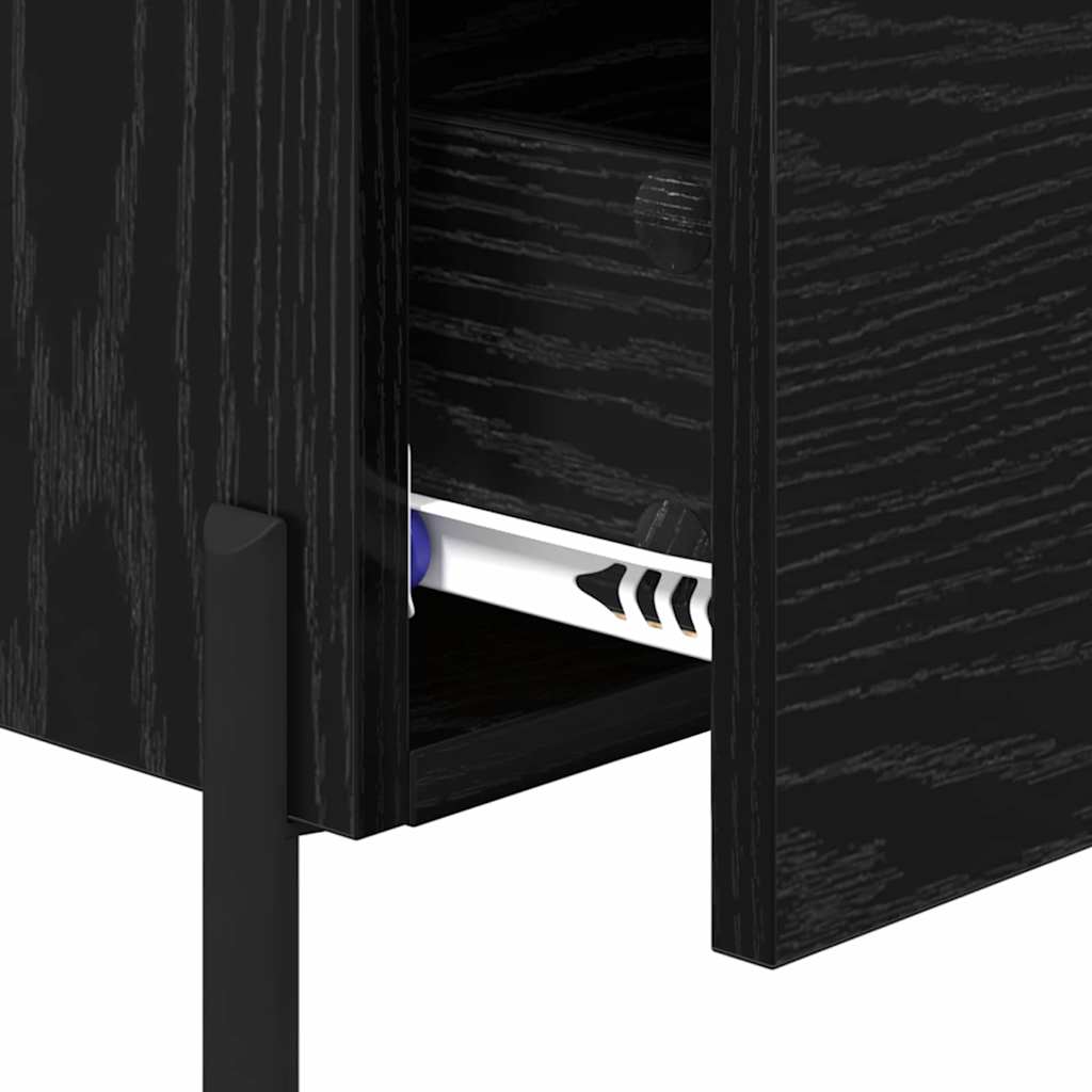 Bedside Cabinet with Drawer 2 pcs Black Oak 40 x 35 x 47.5 cm