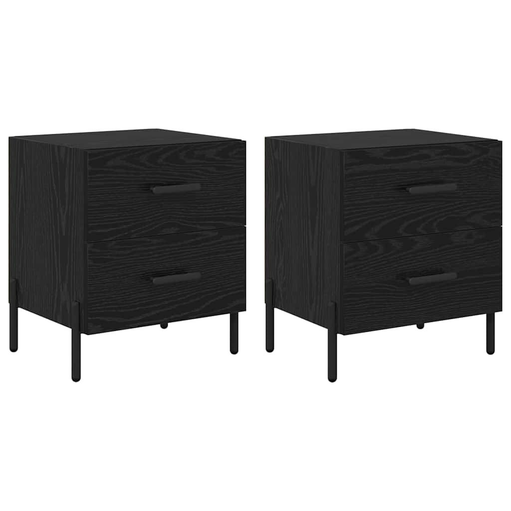 Bedside Cabinet with Drawer 2 pcs Black Oak 40 x 35 x 47.5 cm