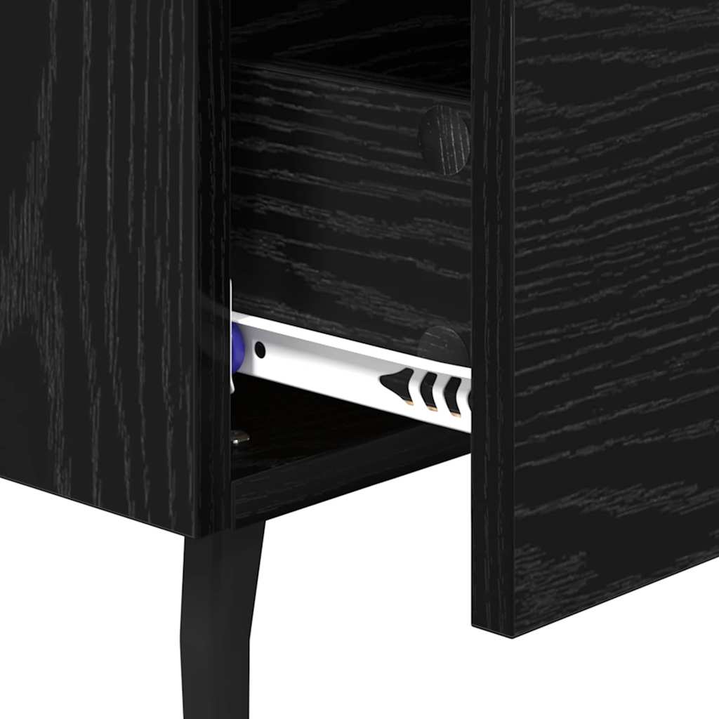 Bedside Cabinet with Drawer 2 pcs Black Oak 40 x 35 x 47.5 cm