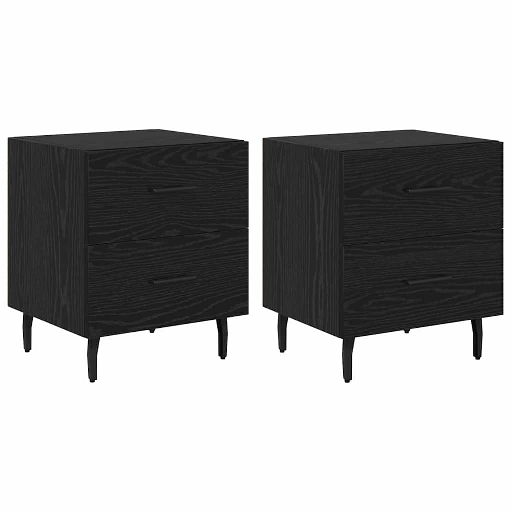 Bedside Cabinet with Drawer 2 pcs Black Oak 40 x 35 x 47.5 cm