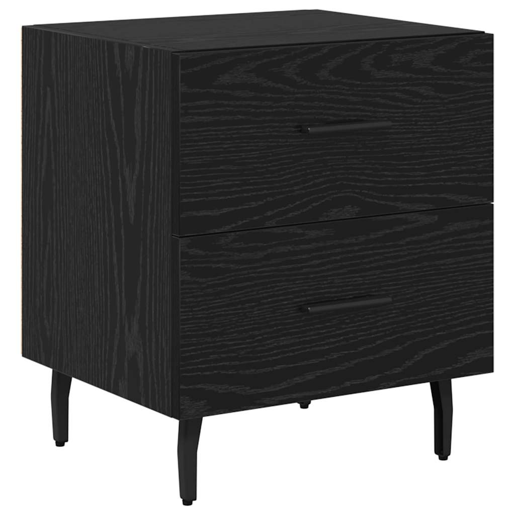 Bedside Cabinet with Drawer 2 pcs Black Oak 40 x 35 x 47.5 cm