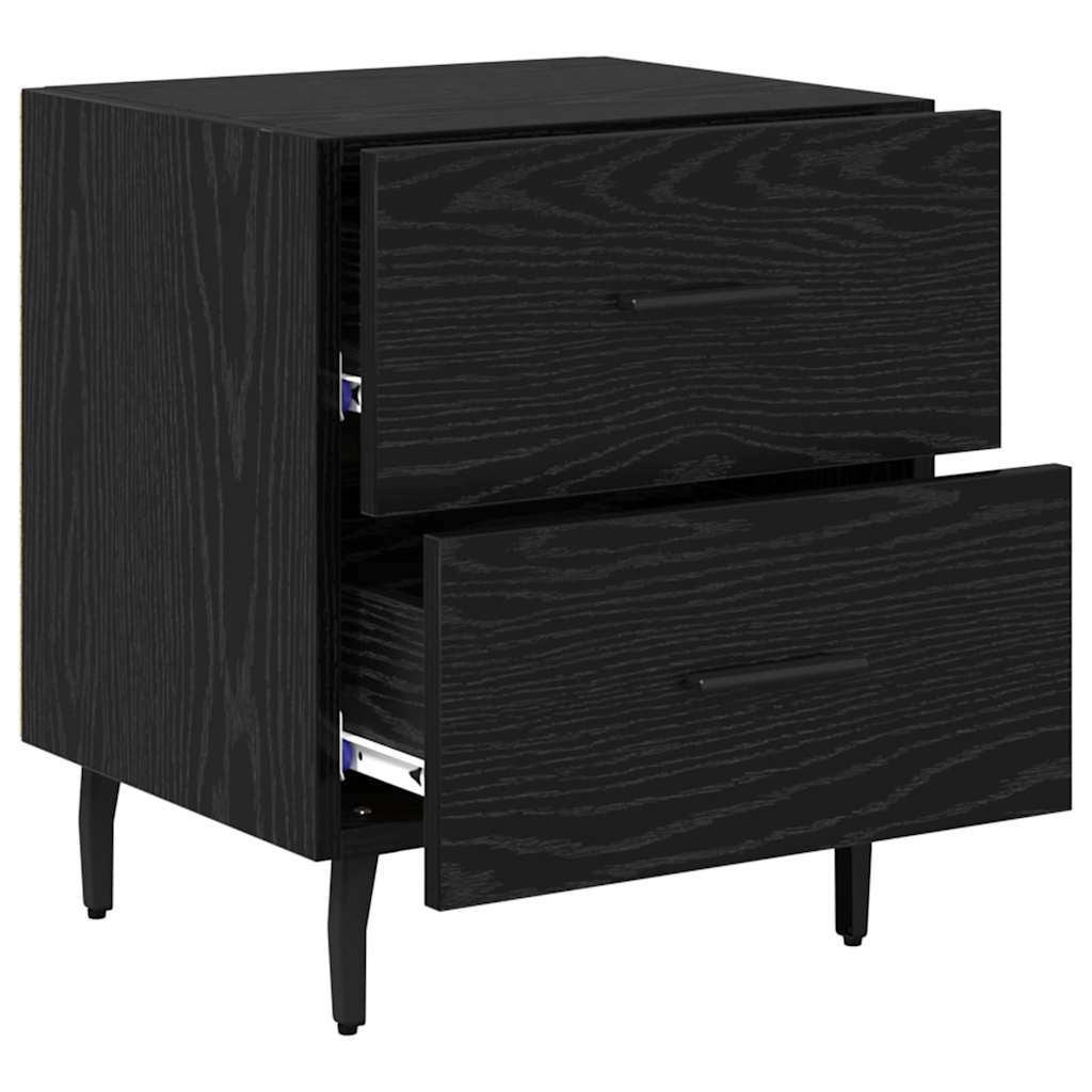 Bedside Cabinet with Drawer 2 pcs Black Oak 40 x 35 x 47.5 cm