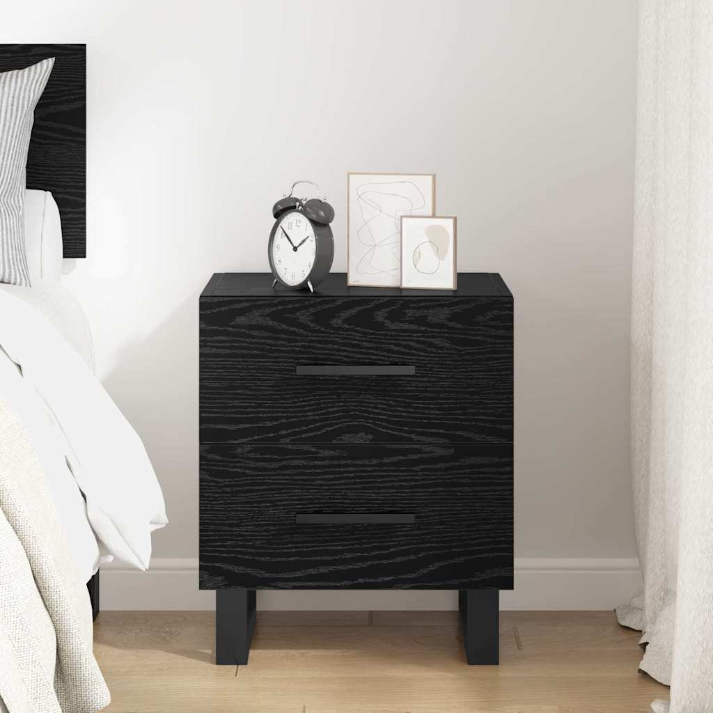 Bedside Cabinet Black Oak 40 x 35 x 47.5 cm Engineered Wood