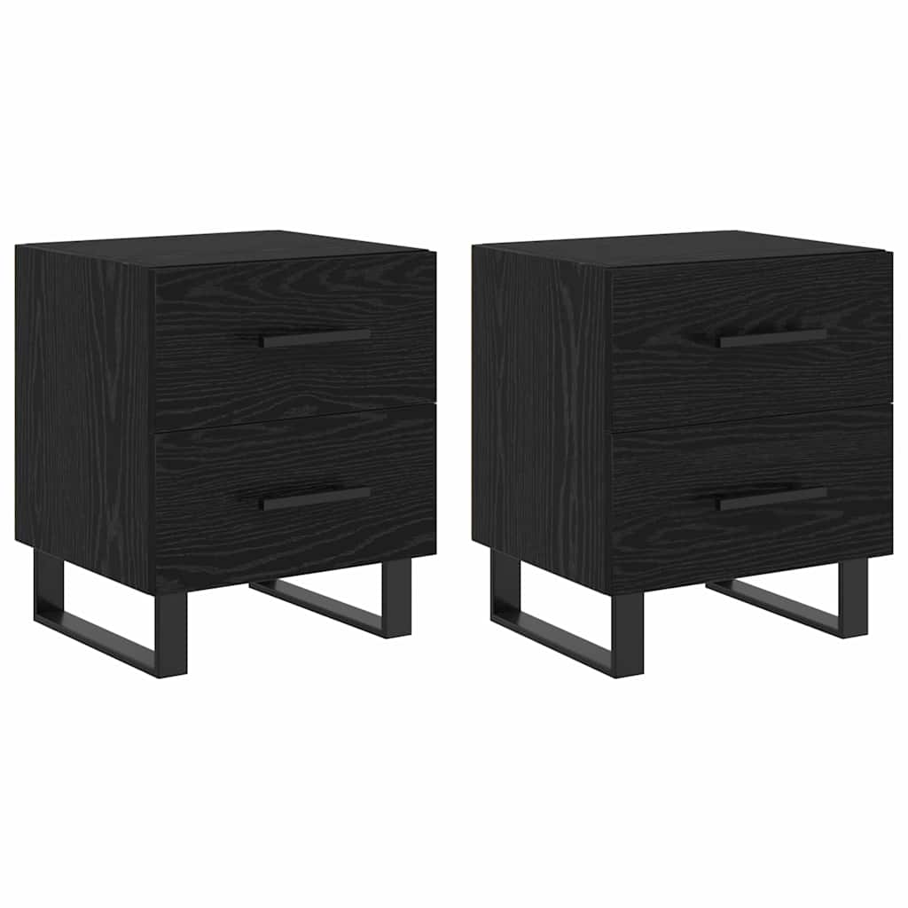 Bedside Cabinet with Drawer 2 pcs Black Oak 40 x 35 x 47.5 cm