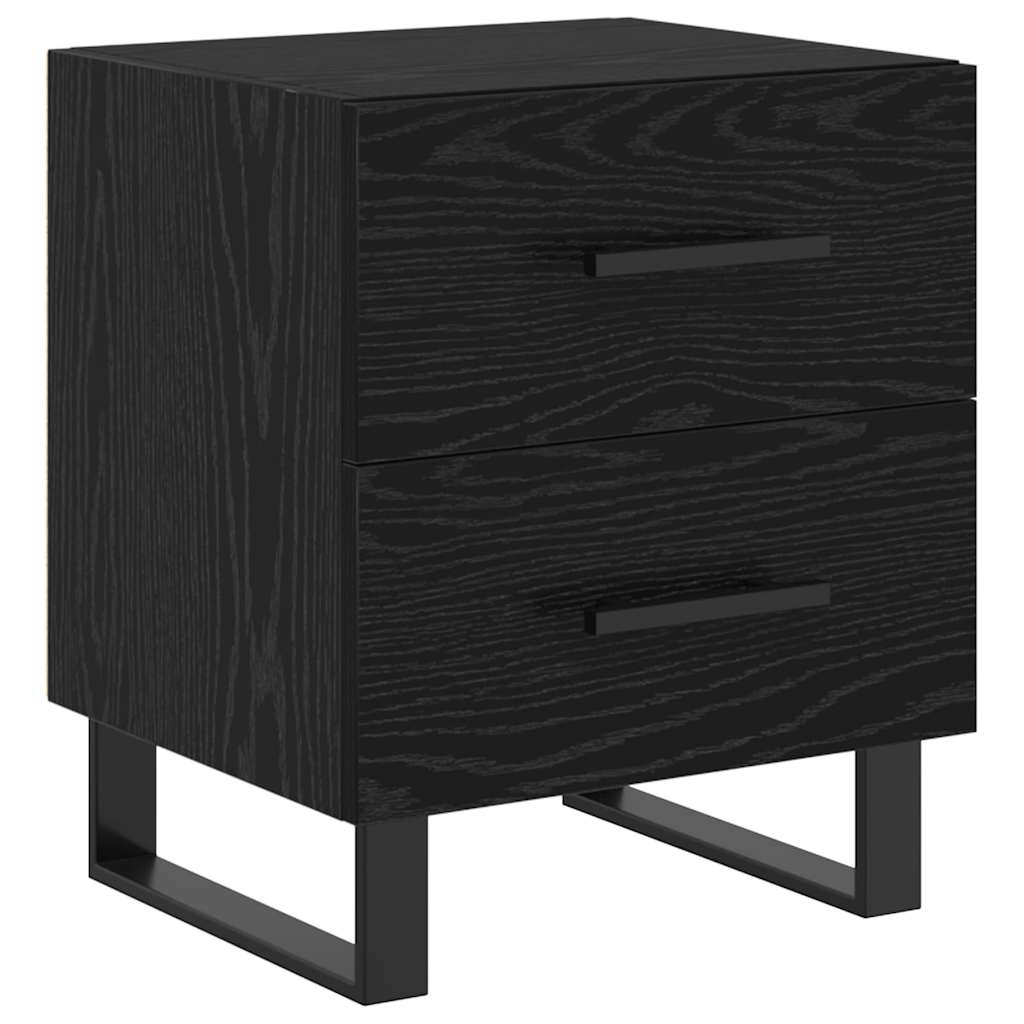 Bedside Cabinet with Drawer 2 pcs Black Oak 40 x 35 x 47.5 cm